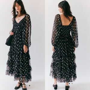 Free People Polka Dot long sleeve Maxi Dress